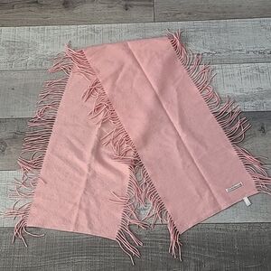 Sandra Angelozzi Pink Wool and Cashmere Fringed Scarf